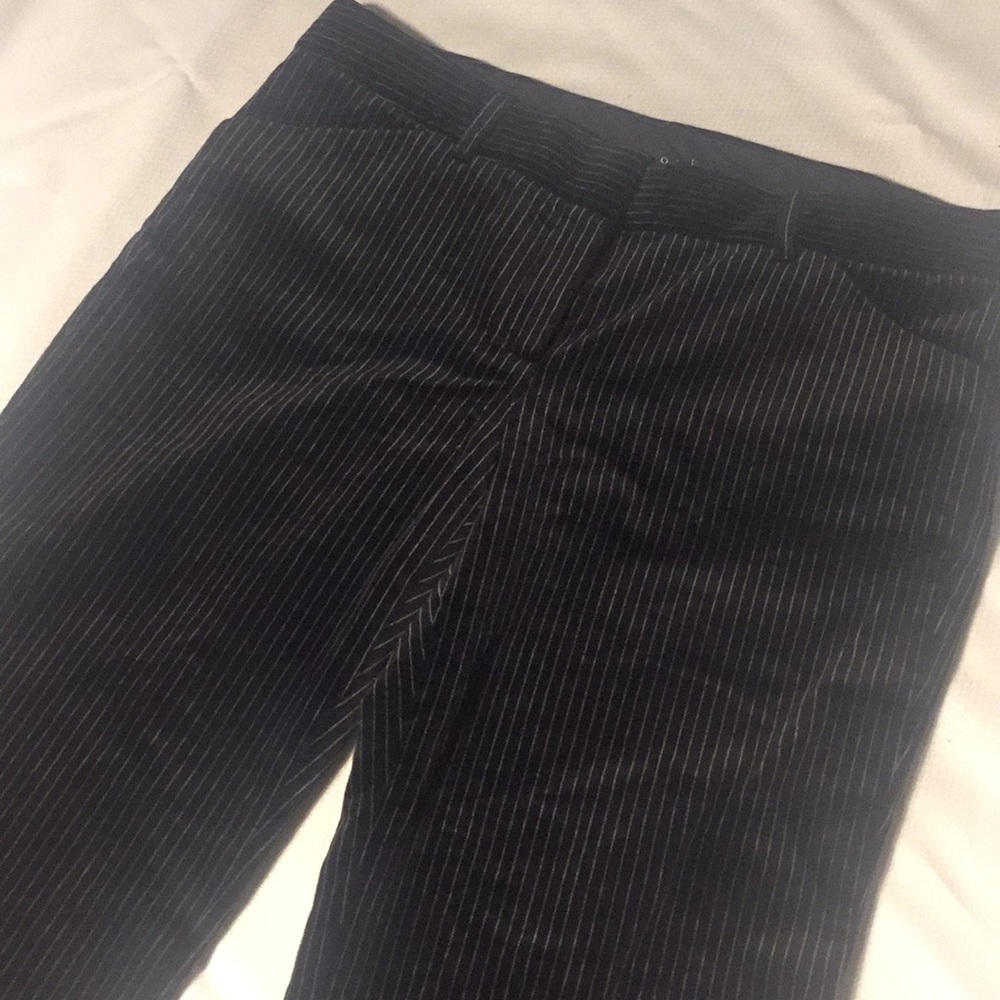 Theory Black velour pants with a white pinstripe